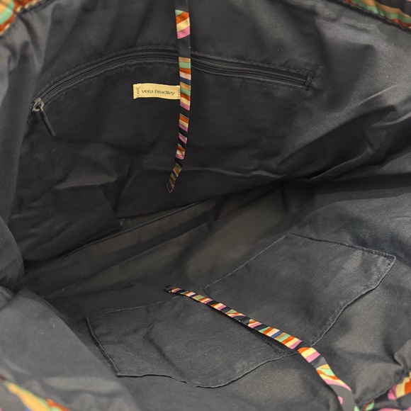 Vera Bradley Large Retro Ribbons Ultralight East West Tote Preppy Travel NWT - Picture 6 of 14